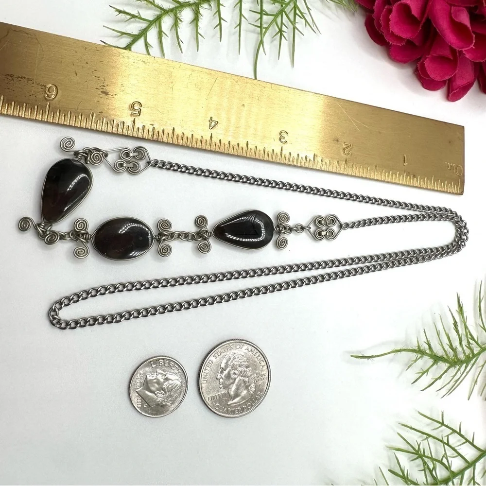 VINTAGE⚜️SMOKY QUARTZ Ornate Detailed Necklace - Picture 6 of 6